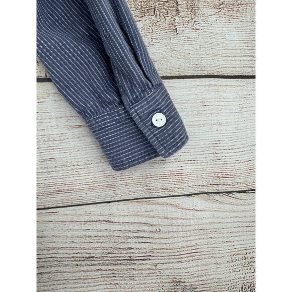 Brixton Hickory Striped Coveralls Jumpsuit Womens XS Blue White Button Front - Picture 13 of 14